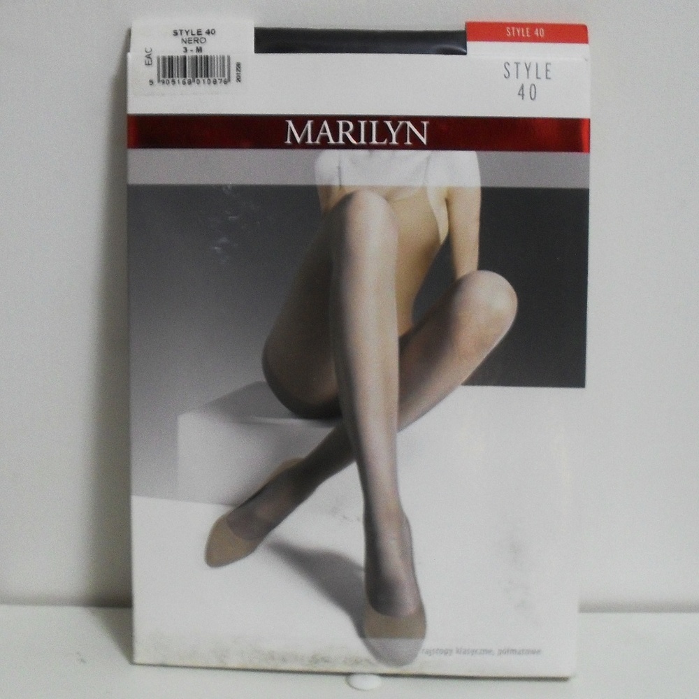 NWT Marilyn Black Reinforced Panty  40 Den Sz  3-M